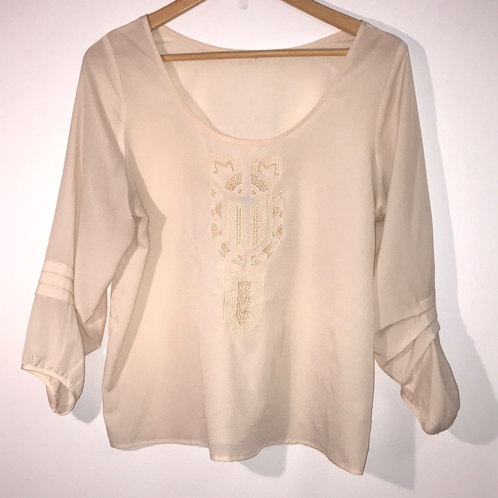 Blush blouse with embroidery detail